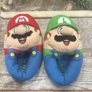Nintendo Super Mario Mario & Luigi Slip On Slippers Sz Youth 11-12